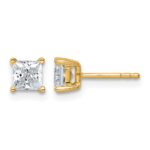 14k 1 carat Lab Grown Diamond VS+ F+ Princess Complete Four Prong Stud Earrings