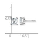 14k White Gold 1 1/2 carat Lab Grown Diamond VS+ F+ Princess Complete Four Prong Stud Earrings - Image 4
