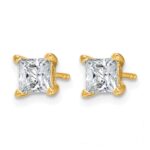14k 1 1/2 carat Certified Lab Grown Diamond VS+ F+ Princess Complete Four Prong Stud Earrings - Image 2