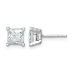 14k White Gold 2 carat Certified Lab Grown Diamond VS/SI+ G+ Princess Complete Four Prong Stud Earrings