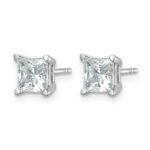 14k White Gold 2 carat Lab Grown Diamond VS+ F+ Princess Complete Four Prong Stud Earrings - Image 2