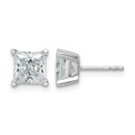14k White Gold 3 carat Lab Grown Diamond VS+ F+ Princess Complete Four Prong Stud Earrings