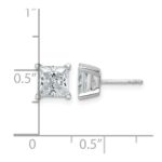 14k White Gold 3 carat Lab Grown Diamond VS+ F+ Princess Complete Four Prong Stud Earrings - Image 6