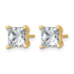 14k 3 carat Certified Lab Grown Diamond VS/SI+ G+ Princess Complete Four Prong Stud Earrings - Image 2