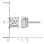 14k White Gold 4 carat Lab Grown Diamond VS+ F+ Princess Complete Four Prong Stud Earrings - Image 4