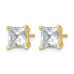 14k 4 carat Lab Grown Diamond VS/SI+ G+ Princess Complete Four Prong Stud Earrings - Image 2