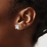 14k White Gold 5 carat Lab Grown Diamond VS+ F+ Princess Complete Four Prong Stud Earrings - Image 3