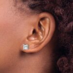 14k White Gold 2 carat Certified Lab Grown Diamond VS+ F+ Princess Complete Four Prong Screwback Stud Earrings - Image 3