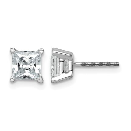 14kw Princess 4-Prong 1.50ct. Screw Back Post Earring Mountings
