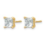 14k 2 carat Certified Lab Grown Diamond VS+ F+ Princess Complete Four Prong Screwback Stud Earrings - Image 2