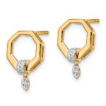 14K Polished 1/10 carat Diamond Octagon Drop Post Earrings - Image 2