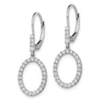 14k White Gold 1/2 carat Lab Grown Diamond VS/SI+ G+ Complete Dangle Oval Leverback Earrings - Image 2