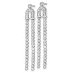 14k White Gold 2 carat Lab Grown Diamond VS/SI+ G+ Complete Dangle Post Earrings - Image 2