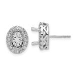 14k White Gold 1/2 carat Lab Grown Diamond VS/SI+ G+ Oval Semi Mount Halo Post Earrings