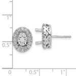 14k White Gold 1/2 carat Lab Grown Diamond VS/SI+ G+ Oval Semi Mount Halo Post Earrings - Image 3