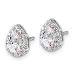 14k White Gold 1/4 carat Lab Grown Diamond VS/SI+ G+ Semi-Mount Pear Halo Earrings - Image 2