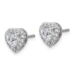 14k White Gold 1/4 carat Lab Grown Diamond VS/SI+ G+ 1/2 Center Semi Mount Halo Heart Post Earrings - Image 2