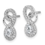 14K White Gold Polished 1/2 carat Diamond Infinity Drop Post Earrings - Image 2