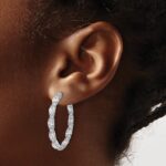 14k White Gold 5 1/4 carat Lab Grown Diamond VS+ F+ Oval and Round Complete In and Out Hoop Earrings - Image 3