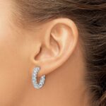 14k White Gold 4 carat Lab Grown Diamond VS/SI+ G+ Princess Complete In and Out Hoop Earrings - Image 3