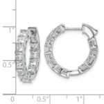 14k White Gold 4 carat Lab Grown Diamond VS/SI+ G+ Princess Complete In and Out Hoop Earrings - Image 5