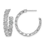 14kw 4ct Lab Grown Dia VS+ F+ Post East/West Emerald Hoop Earrings