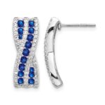 14k White Gold Diamond and Sapphire Fancy Curved -X- Post Earrings