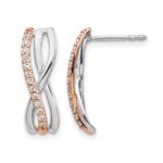 14k Rose and White Gold 1/5 carat Diamond Fancy Post Earrings