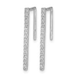 14k White Gold 1/4 carat Diamond Bar Fancy Ear Climber Earrings - Image 2
