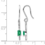 14k White Gold 1/8 carat Lab Grown Diamond VS/SI+ G+ and Created Emerald Complete Sheppards Hook Earrings - Image 4