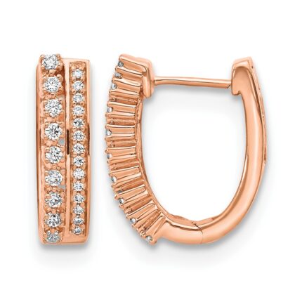 14k Rose Gold Diamond Fancy Hoop Earrings