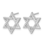 14k White Gold Diamond Star of David Earrings - Image 2
