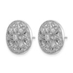14k White Gold 1/4 carat Diamond Fancy Floral Post Earrings - Image 2