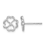 14k White Gold Diamond Fancy Clover Earrings