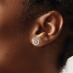 14k White Gold Diamond Fancy Clover Earrings - Image 3