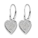 14k White Gold Diamond Fancy Heart Leverback Earrings - Image 2