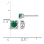 14k White Gold Diamond Square Jackets and 4mm Emerald Stud Earrings - Image 4