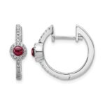 14k White Gold Diamond and Cabochon Garnet Earrings