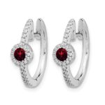 14k White Gold Diamond and Cabochon Garnet Earrings - Image 2