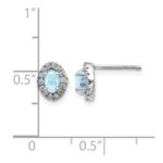 14k White Gold 5x3mm Oval Aquamarine Cabochon and Diamond Halo Post Earrings - Image 4
