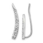 14k White Gold 1/6 carat Diamond Graduated Ear Climber Earrings