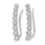 10k White Gold Diamond Graduated Ear Climber Earrings - Image 2