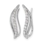 14k White Gold 1/4 carat Diamond Wave Ear Climber Earrings - Image 2