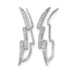 14k White Gold 1/3 carat Diamond Lightning Ear Climber Earrings - Image 2