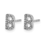 14k White Gold Diamond Initial B Post Earrings - Image 2
