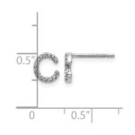 14k White Gold Diamond Initial C Post Earrings - Image 4