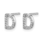 14k White Gold Diamond Initial D Post Earrings - Image 2