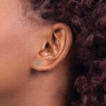 14k White Gold Diamond Initial F Post Earrings - Image 3