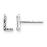 14k White Gold Diamond Initial L Post Earrings