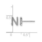 14k White Gold Diamond Initial N Post Earrings - Image 4